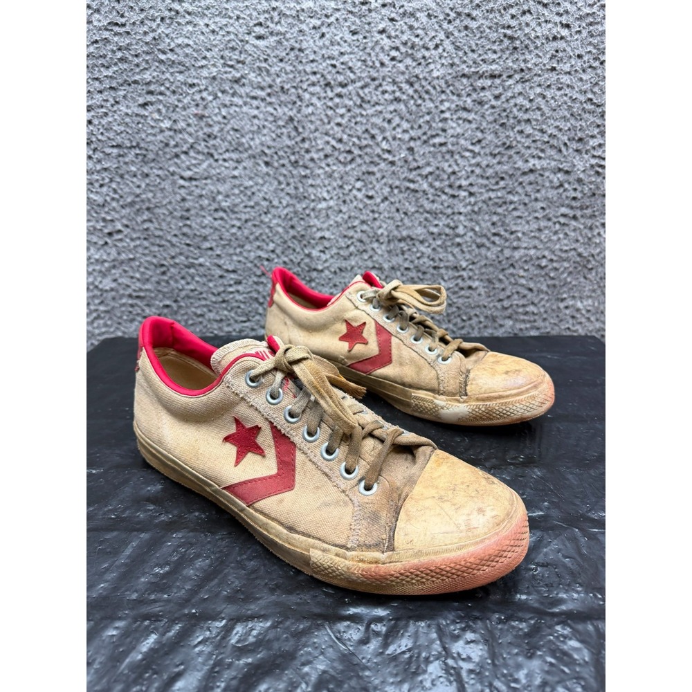 Vintage 1970s Converse All-Star Canvas Low-Top Sneakers Beige Mens Size 10.5 US